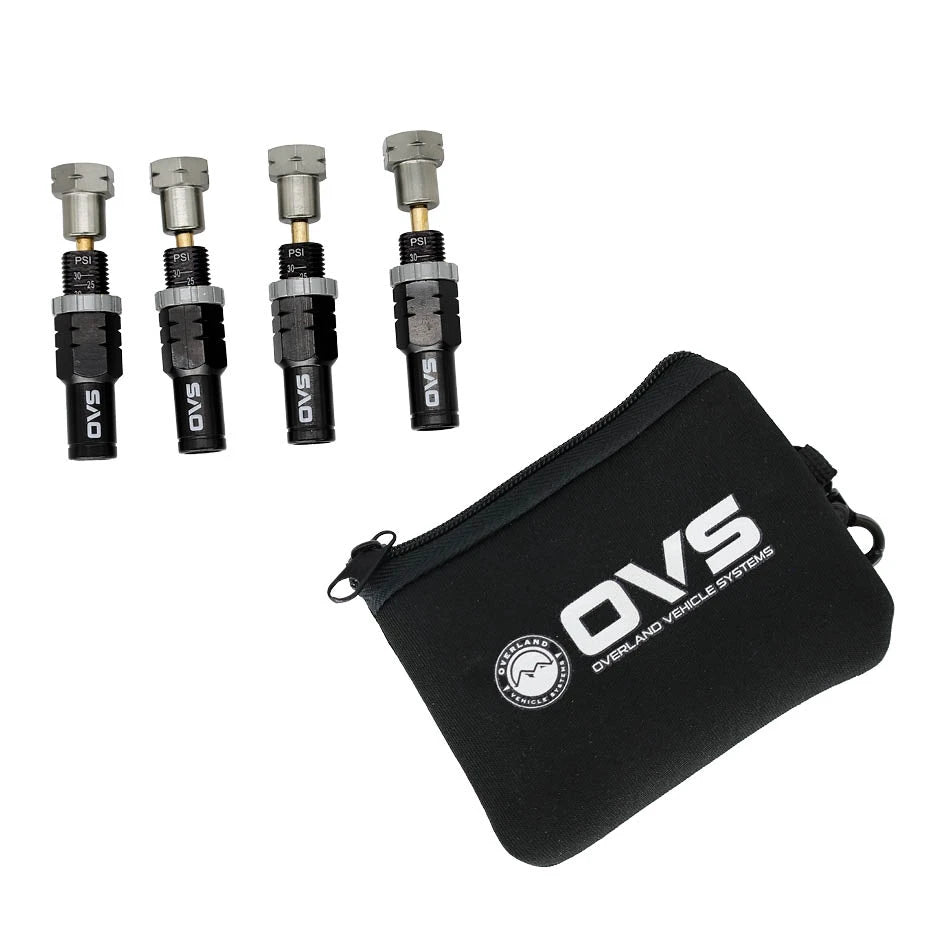 4 Piece Adjustable Tire Deflator Kit & Storage Bag - (PSI 10-30 lbs.)