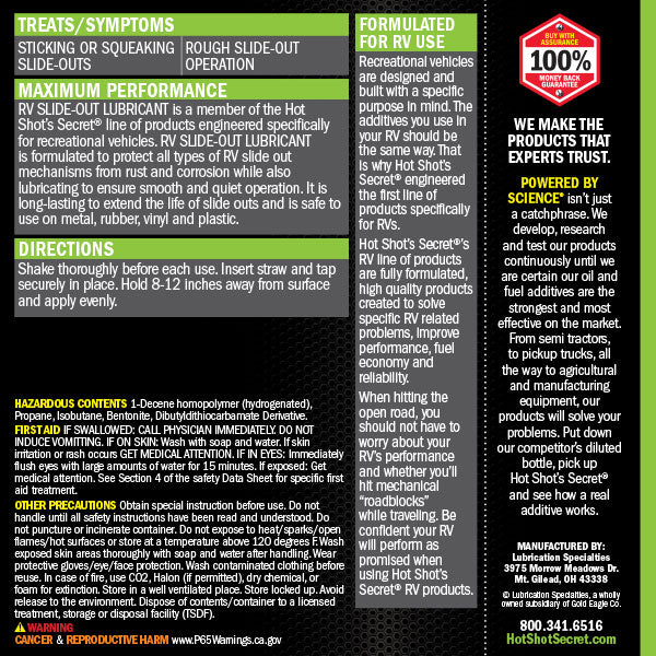 RV Slide-Out Lubricant